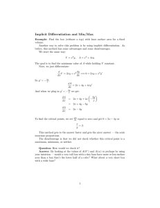 Implicit  Diﬀerentiation  and  Min/Max