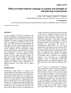 Effect of sheet material coatings on quality and strength of 2006-01-0775