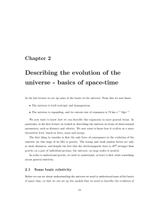 Describing the evolution of the universe - basics of space-time Chapter 2