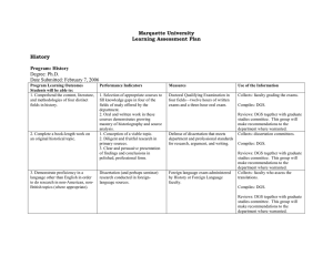 Marquette University Learning Assessment Plan  History