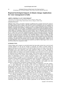 Regional hydrological impacts of climate change: implications  ARPITA MONDAL