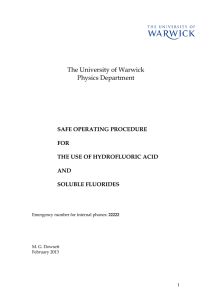 The University of Warwick Physics Department SAFE OPERATING PROCEDURE