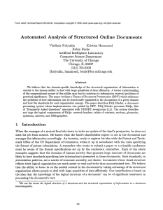 Automated Analysis of  Structured Online