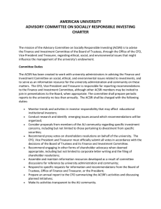 AMERICAN UNIVERSITY ADVISORY COMMITTEE ON SOCIALLY RESPONSIBLE INVESTING CHARTER