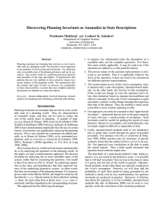 Discovering Planning Invariants as Anomalies in State Descriptions Proshanto Mukherji
