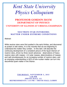 Kent State University Physics Colloquium  PROFESSOR GORDON BAYM