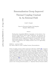 Renormalisation Group Improved Thermal Coupling Constant In An External Field