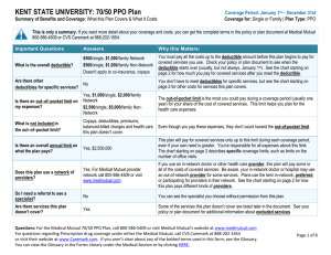 KENT STATE UNIVERSITY: 70/50 PPO Plan Coverage Period: January 1