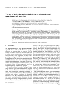 The use of hydrothermal methods in the synthesis of novel