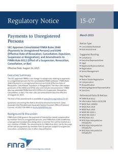 Regulatory Notice 15-07 March 2015 Notice Type