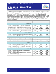 Argentina (Santa Cruz)  2012 Fact Sheet Global School-based Student Health Survey