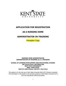 APPLICATION FOR REGISTRATION AS A NURSING HOME ADMINISTRATOR-IN-TRAINING