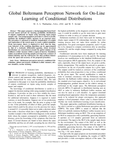 Global Boltzmann Perceptron Network for On-Line Learning of Conditional Distributions