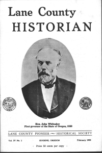 HISTORIAN Lane County LANE COUNTY PIONEER--'HISTORICAL SOCIETY Hon John Whiteaker