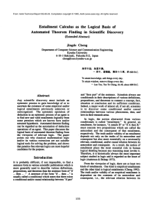 Entailment  Calculus  as  the  Logical ... Automated  Theorem Finding  in  Scientific Discovery