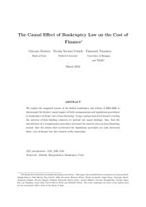The Causal Effect of Bankruptcy Law on the Cost of Finance ∗
