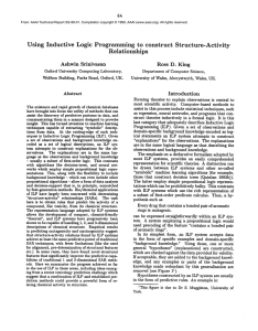Using  Inductive Logic  Programming  to  construct Structure-Activity Relationships