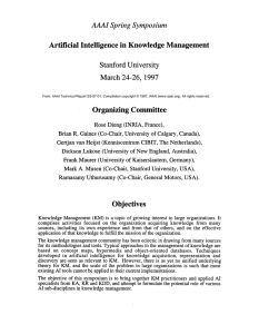 AAAI  Spring  Symposium Artificial Intelligence in  Knowledge Management