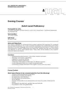 Evening Courses  Dutch Level Proficiency Prerequisite for entry