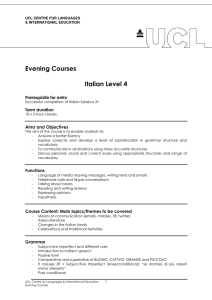 Evening Courses  Italian Level 4 Prerequisite for entry