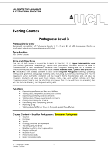 Evening Courses  Portuguese Level 3 Prerequisite for entry