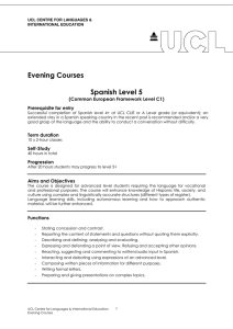 Evening Courses  Spanish Level 5 (Common European Framework Level C1)