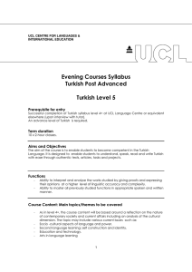 Evening Courses Syllabus Turkish Post Advanced Turkish Level 5