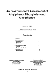 An Environmental Assessment of Alkylphenol Ethoxylates and Alkylphenols Contents