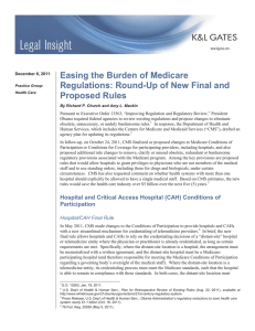 Easing the Burden of Medicare Regulations: Round-Up of New Final and