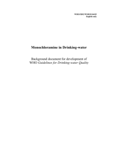 Monochloramine in Drinking-water  Background document for development of Guidelines for Drinking-water Quality