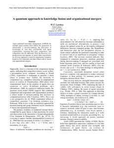 A quantum approach to knowledge fusion and organizational mergers W.F. Lawless Abstract