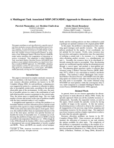 A Multiagent Task Associated MDP (MTAMDP) Approach to Resource Allocation