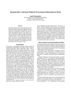 Quantum-like Contextual Model for Processing of Information in Brain Andrei Khrennikov