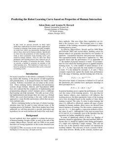 Predicting the Robot Learning Curve based on Properties of Human... Sekou Remy and Ayanna M. Howard