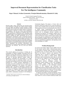Improved Document Representation for Classification Tasks For The Intelligence Community