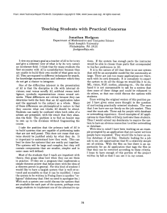 Teaching  Students with  Practical Concerns