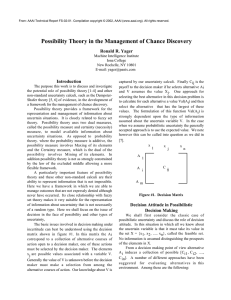 Possibility Theory in the Management of Chance Discovery Ronald R. Yager Introduction