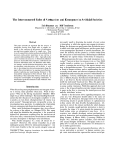 The Interconnected Roles of Abstraction and Emergence in Artificial Societies