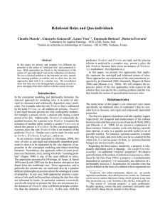 Relational Roles and Qua-individuals Claudio Masolo , Giancarlo Guizzardi , Laure Vieu