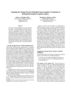 Adapting the Turing Test for Embodied Neurocognitive Evaluation of