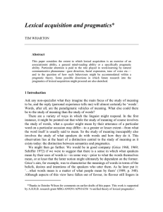Lexical acquisition and pragmatics  TIM WHARTON Abstract