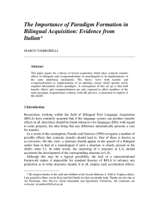 The Importance of Paradigm Formation in Bilingual Acquisition: Evidence from Italian