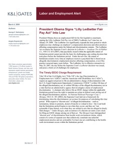 Labor and Employment Alert President Obama Signs “Lilly Ledbetter Fair