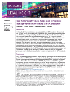 SEC Administrative Law Judge Bars Investment Manager for Misrepresenting GIPS Compliance Introduction
