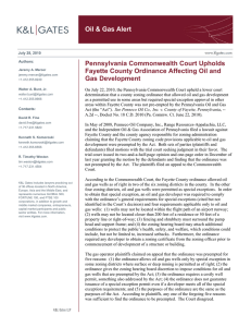 Oil &amp; Gas Alert Pennsylvania Commonwealth Court Upholds Gas Development