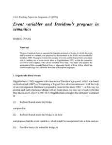Event variables and Davidson's program in semantics UCL Working Papers in Linguistics