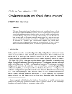 Configurationality and Greek clause structure * UCL Working Papers in Linguistics
