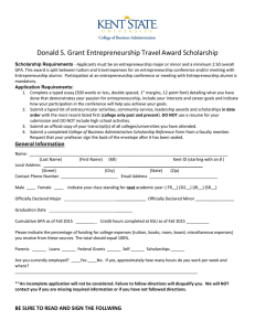 Donald S. Grant Entrepreneurship Travel Award Scholarship