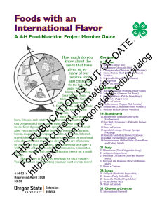 Foods with an International Flavor DATE. OF