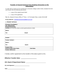 Transfer of Award/Contract from Existing University to UCL Information